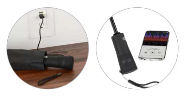How the umbrella plugs into the USB outlets in the wall