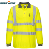 View Image 1 of 4 of Portwest Hi-Vis Long Sleeve Polo Shirt - Printed