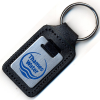 View Image 1 of 1 of Steel & Leather Keyring - Enamelled