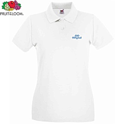 Fruit of the Loom Women's Premium Polo Shirt - White - Printed