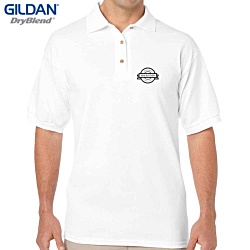 Gildan Dryblend Jersey Polo Shirt - White - Printed