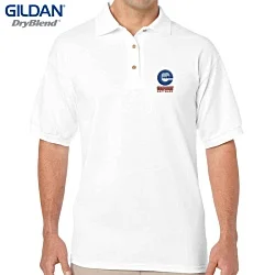 Gildan DryBlend Jersey Polo Shirt - White - Embroidered