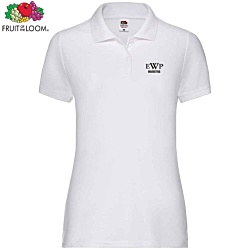 Fruit of the Loom Womens Value Polo Shirt - White - Printed