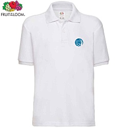 Fruit of the Loom Kid's Value Polo Shirt - White - Print