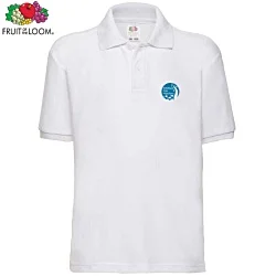 Fruit of the Loom Kid's Value Polo Shirt - White - Printed