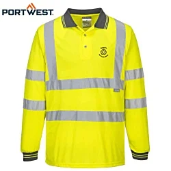 Portwest Hi-Vis Long Sleeve Polo Shirt - Printed