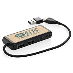 Link Recycled Plastic &  Bamboo USB Hub - Printed