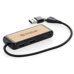 Link Recycled Plastic &  Bamboo USB Hub - Engraved