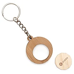 Bamboo Trolley Coin Holder Keyring - 1 Day