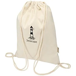 Oregon Blend Premium Recycled Cotton Drawstring Bag - Natural - Printed