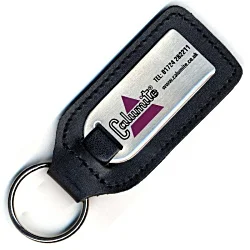 Steel & Leather Keyring - Printed