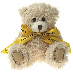 12cm Paw Bear with Bow - Cappuccino
