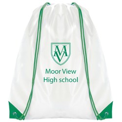 Essential Drawstring Bag - White with Coloured Cords - 1 Day