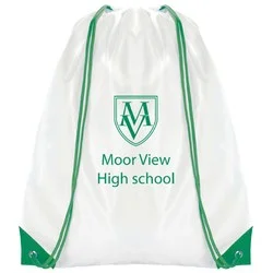 Essential Drawstring Bag - White with Coloured Cords - 1 Day