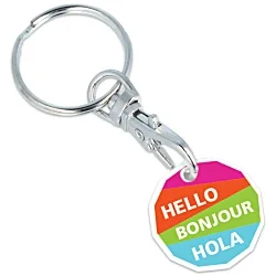 Recycled Trolley Coin Keyring - White