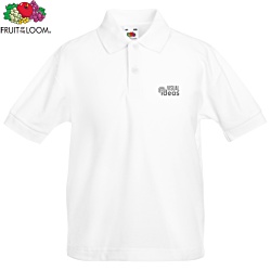 Fruit of the Loom Youth Value Polo Shirt - White - Embroidered