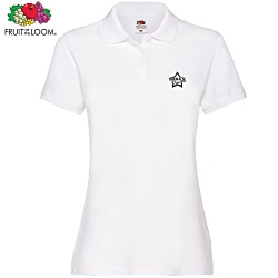 Fruit of the Loom Women's Premium Polo Shirt - White - Printed