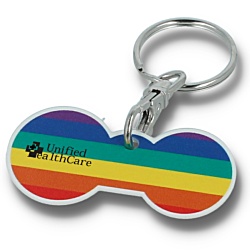 Rainbow Multi Euro Trolley Coin Recycled Keyring