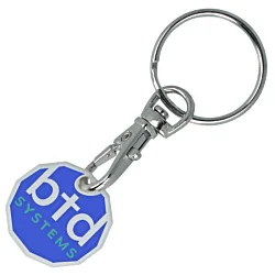 Antimicrobial Trolley Coin Keyring - White