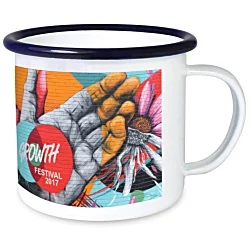 285ml Enamel Mug - White - Digital Print