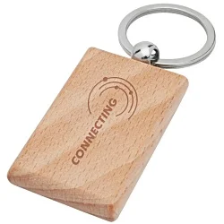 Gian Beech Wood Rectangle Keyring - Engraved