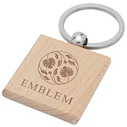 Gioia Beech Wood Square Keyring - Engraved