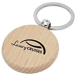 Giovanni Beech Wood Round Keyring - Printed