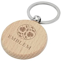 Giovanni Beech Wood Round Keyring - Engraved