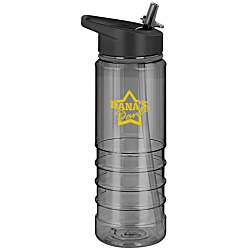 Pure Sports Bottle with Straw - Black - Printed