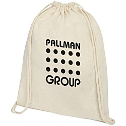 Oregon Premium Cotton Drawstring Bag - Natural - Printed
