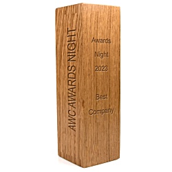 Oak Wood Column Award - Engraved