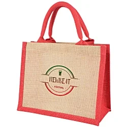 Walton Mini Jute Bag - Coloured Trim - Digital Print