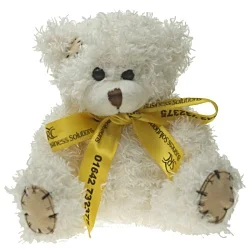 12cm Paw Bear with Bow - Latte