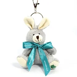 Rabbit Keyring with Bow - Grey