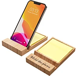 Bamboo Phone Stand with Sticky Notes