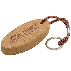 Oval Cork Keyring - Engraved