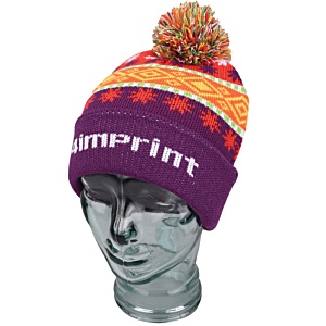 Jacquard Cuff Beanie - Fair Isle Design Main Image