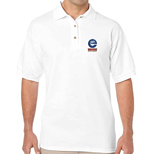 Gildan DryBlend Jersey Polo Shirt - White - Embroidered Main Image