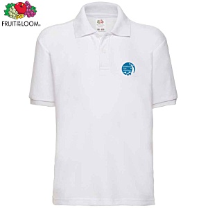 Fruit of the Loom Kid's Value Polo Shirt - White - Print Main Image