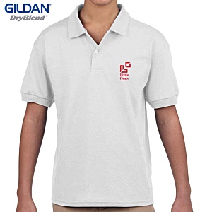 Gildan Kid's Dryblend Jersey Polo Shirt - White - Printed Main Image