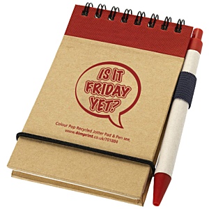 Colour Pop Recycled Jotter Pad & Pen - Printed Main Image