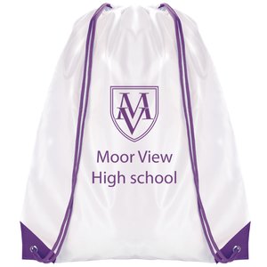 Essential Drawstring Bag - White with Coloured Cords - 1 Day Main Image