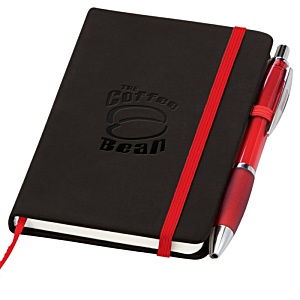DISC Noir A6 Notebook with Curvy Pen - Debossed Main Image