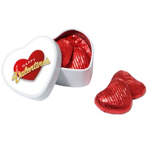 DISC Heart Sweet Tin - Red Foil Chocolate Hearts Main Image