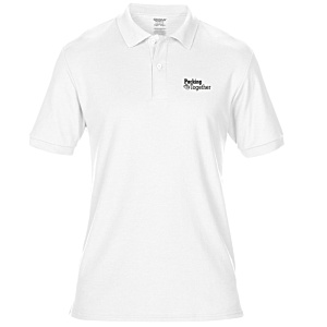 DISC Gildan DryBlend Double Pique Polo Shirt - White - Printed Main Image