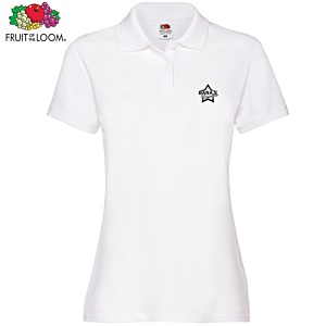 Fruit of the Loom Women's Premium Polo Shirt - White - Printed Main Image