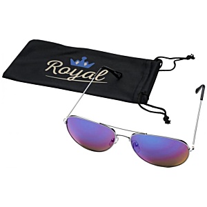 DISC Aviator Sunglasses & Pouch - Full Colour Main Image