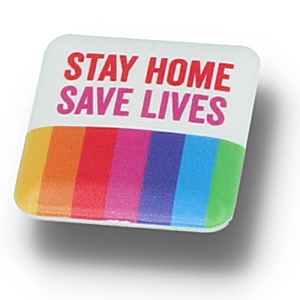 25mm Square Eco Badge - Stay Home Main Image