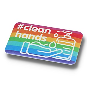 70mm Rectangle Eco Badge - Clean Hands Main Image