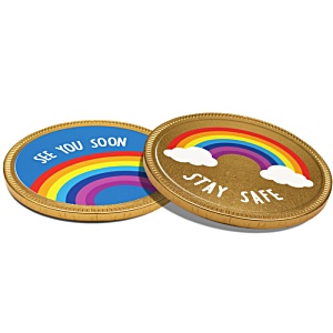 DISC 75mm Chocolate Medallion - Rainbow Design Main Image
